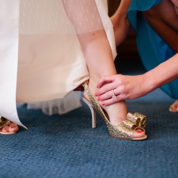 Kate Spade size 6.5 (fits like 6) blush pink Charm Glitter slingback heel - Picture 4 of 6
